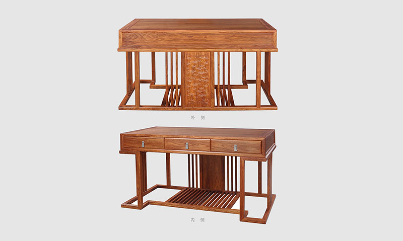 金水 别墅中式家居书房装修实木书桌效果图